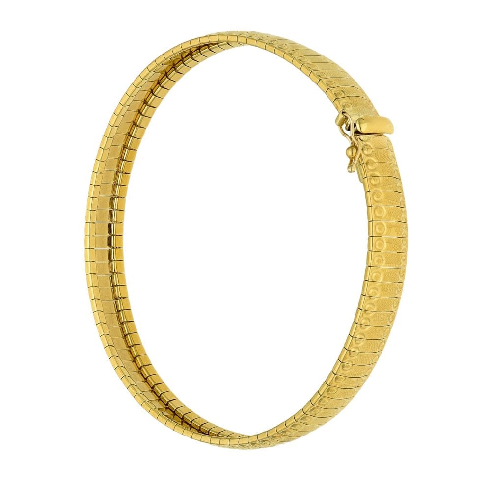 9ct Yellow Gold Flexi Engraved Bracelet - 12.8g - 7.5"