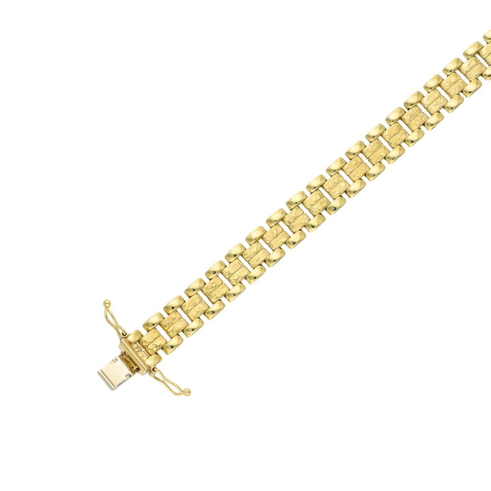 9ct Yellow Gold Brick Style Bracelet - 11.90g - 7.5"