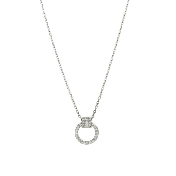 950 Platinum Circle Diamond Pendant & Chain - 16/17/18" - 0.20ct
