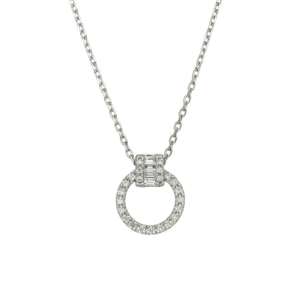 950 Platinum Circle Diamond Pendant & Chain - 16/17/18" - 0.20ct