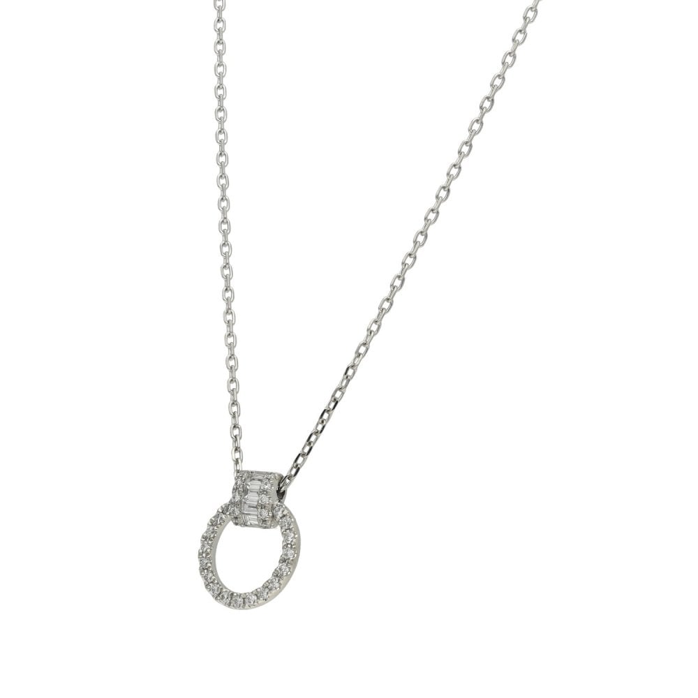 950 Platinum Circle Diamond Pendant & Chain - 16/17/18" - 0.20ct