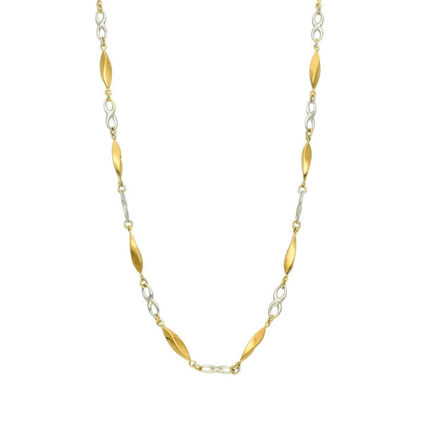 9ct Multi-Tone Gold Figure Of Eight & Bead Fancy Necklace - 17"