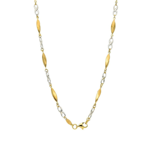 9ct Multi-Tone Gold Figure Of Eight & Bead Fancy Necklace - 17"