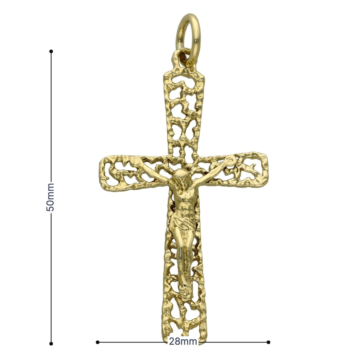 Ladies 9ct Yellow Gold Crucifix Pendant - 28mm x 50mm - 4.7g