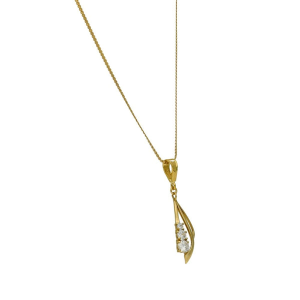 9ct Yellow Gold Cubic Zirconia Pendant & Necklace - 18" - 3.5g