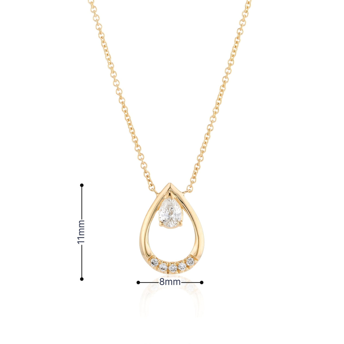 9ct Yellow Gold Diamond Tear Drop Necklace - 16/18"