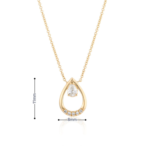 9ct Yellow Gold Diamond Tear Drop Necklace - 16/18"