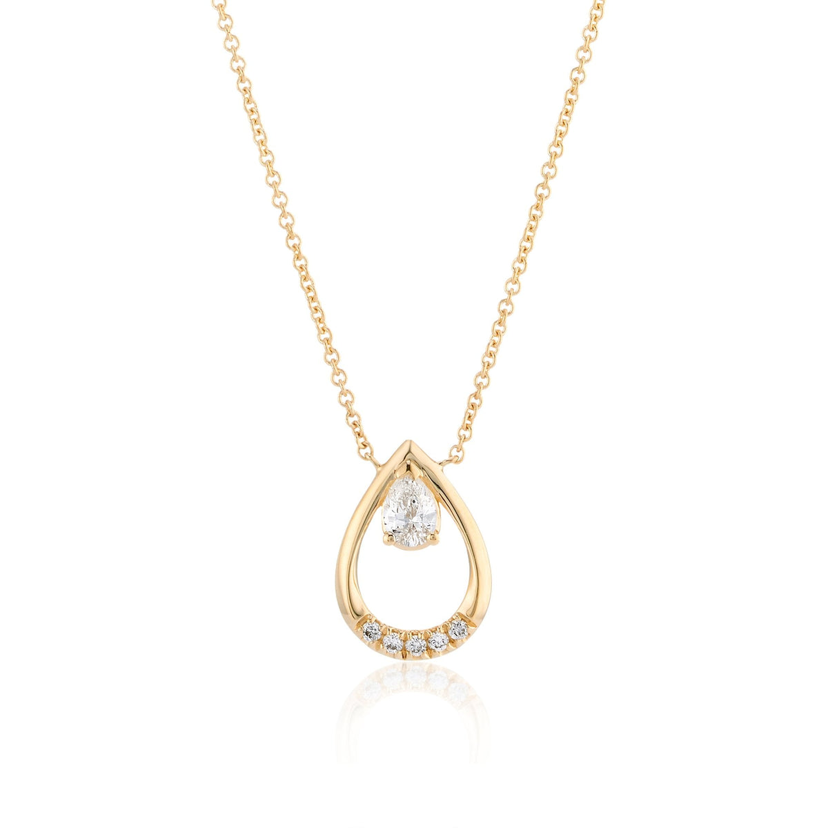 9ct Yellow Gold Diamond Tear Drop Necklace - 16/18"