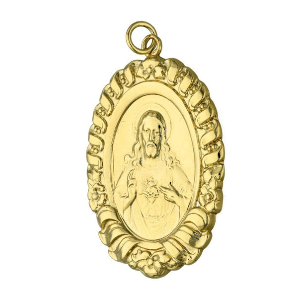 9ct Yellow Gold Sacred Heart Pendant - 9.3g