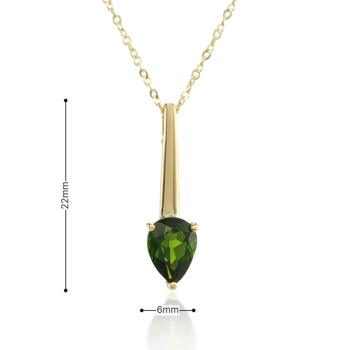 9ct Yellow Gold Green Chrome Diopside Pendant & Necklace  16/18"