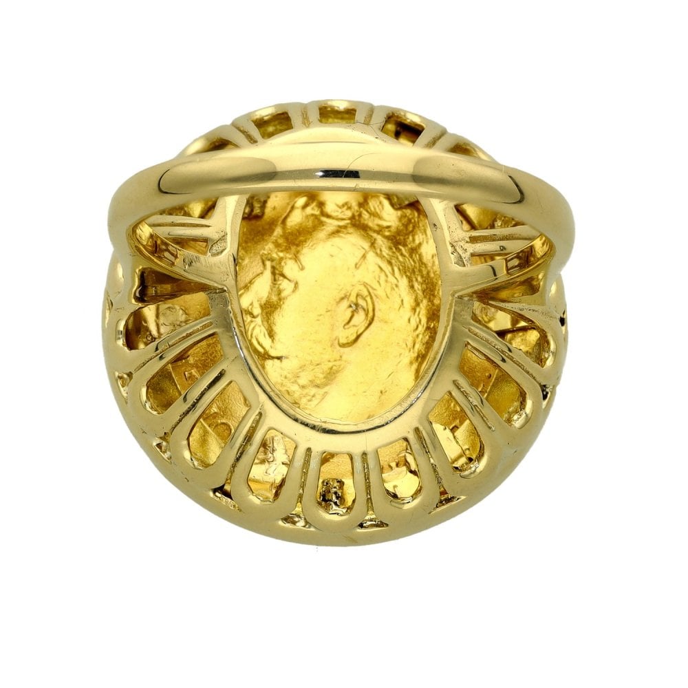1911 Yellow Gold Half Sovereign Coin Mounted Ring - Size Q