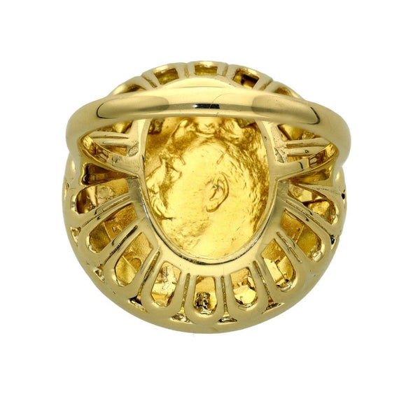 1911 Yellow Gold Half Sovereign Coin Mounted Ring - Size Q
