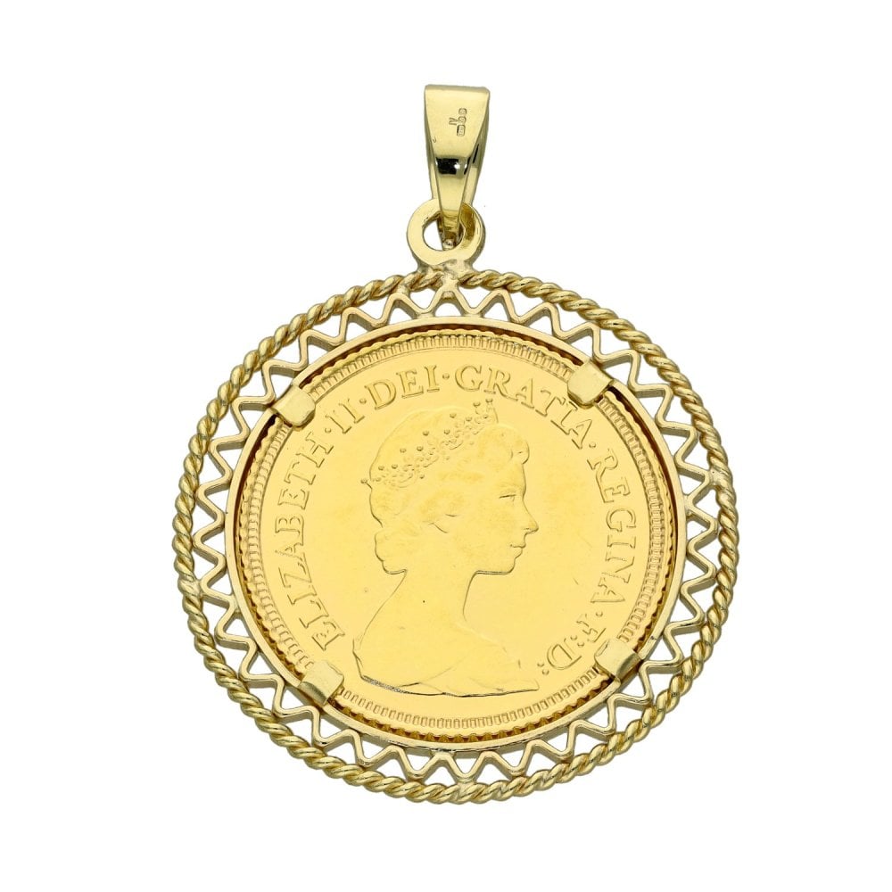 9ct Yellow Gold Mounted Half Sovereign 1982 Pendant - 5.7g