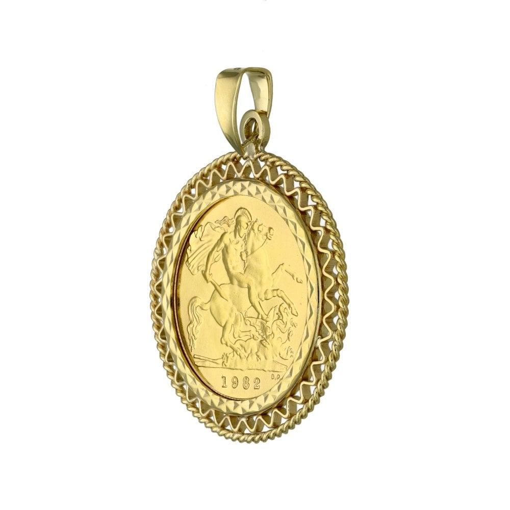 9ct Yellow Gold Mounted Half Sovereign 1982 Pendant - 5.7g