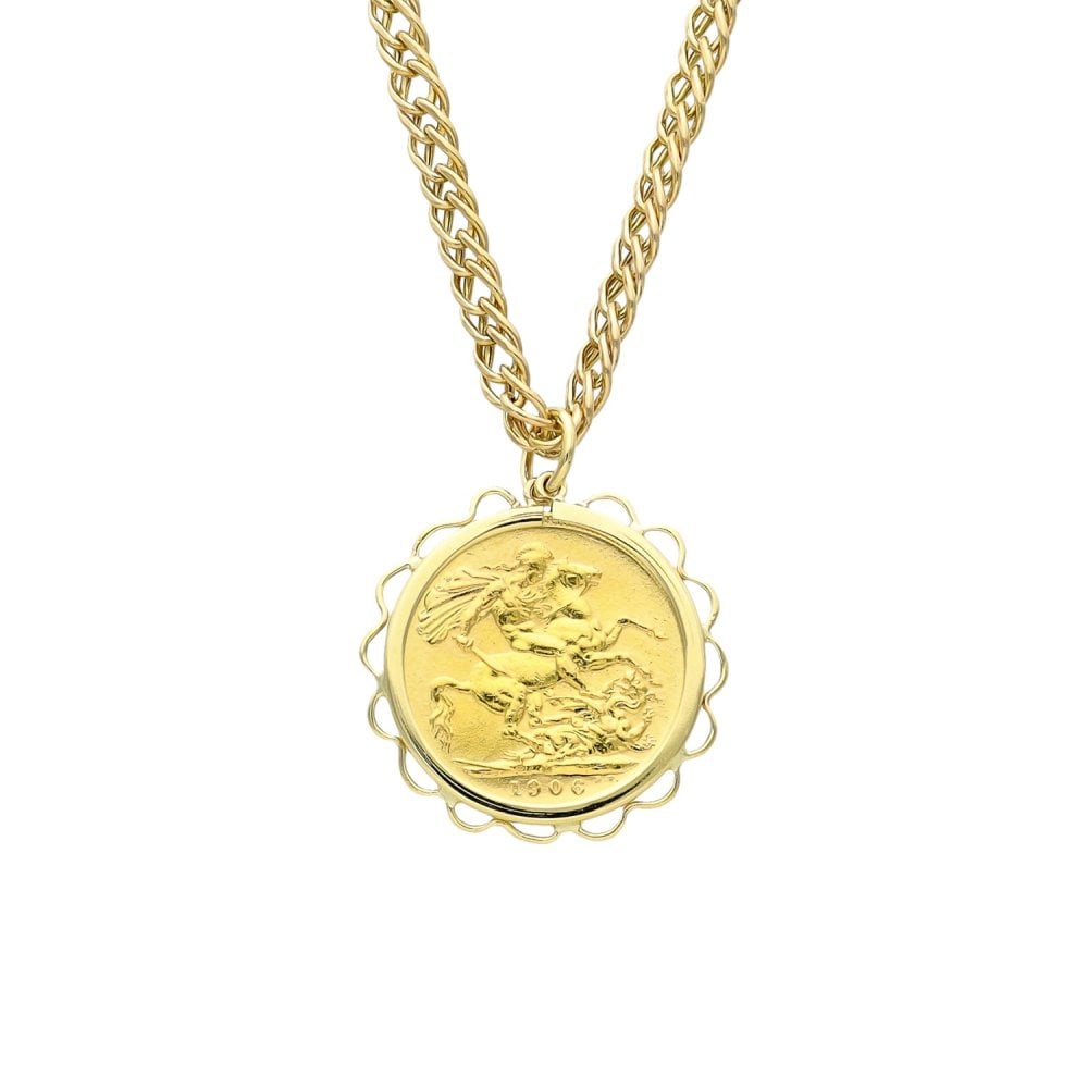 Yellow Gold 1906 Full Sovereign Pendant & Chain - 16.1g