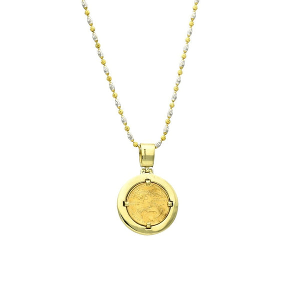 14ct Yellow Gold Diamond Dollar Coin Pendant & Chain - 0.75ct