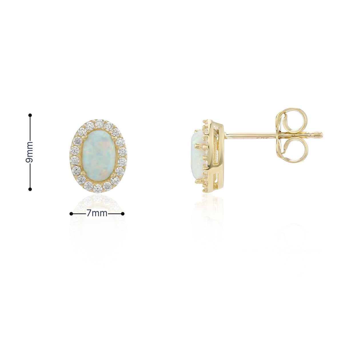 9ct Yellow Gold Opal & Cubic Zirconia Cluster Stud Earrings