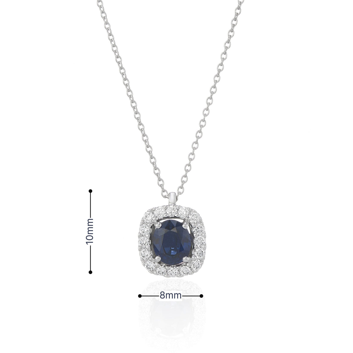 18ct White Gold Diamond & Sapphire Pendant & Necklace - 0.23ct