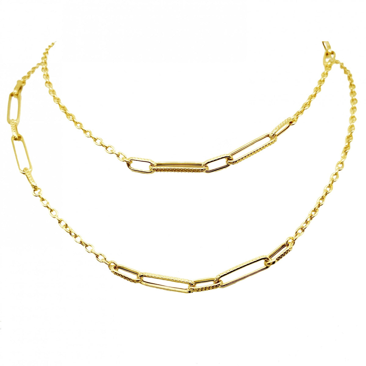 9ct Yellow Gold Oval Patterned Necklace - 28" - 3.9g