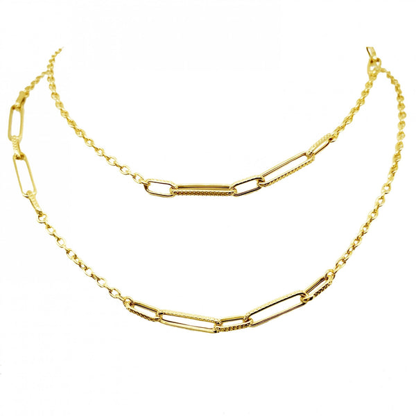9ct Yellow Gold Oval Patterned Necklace - 28" - 3.9g