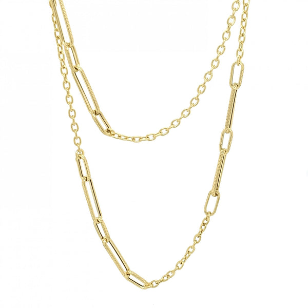 9ct Yellow Gold Oval Patterned Necklace - 28" - 3.9g