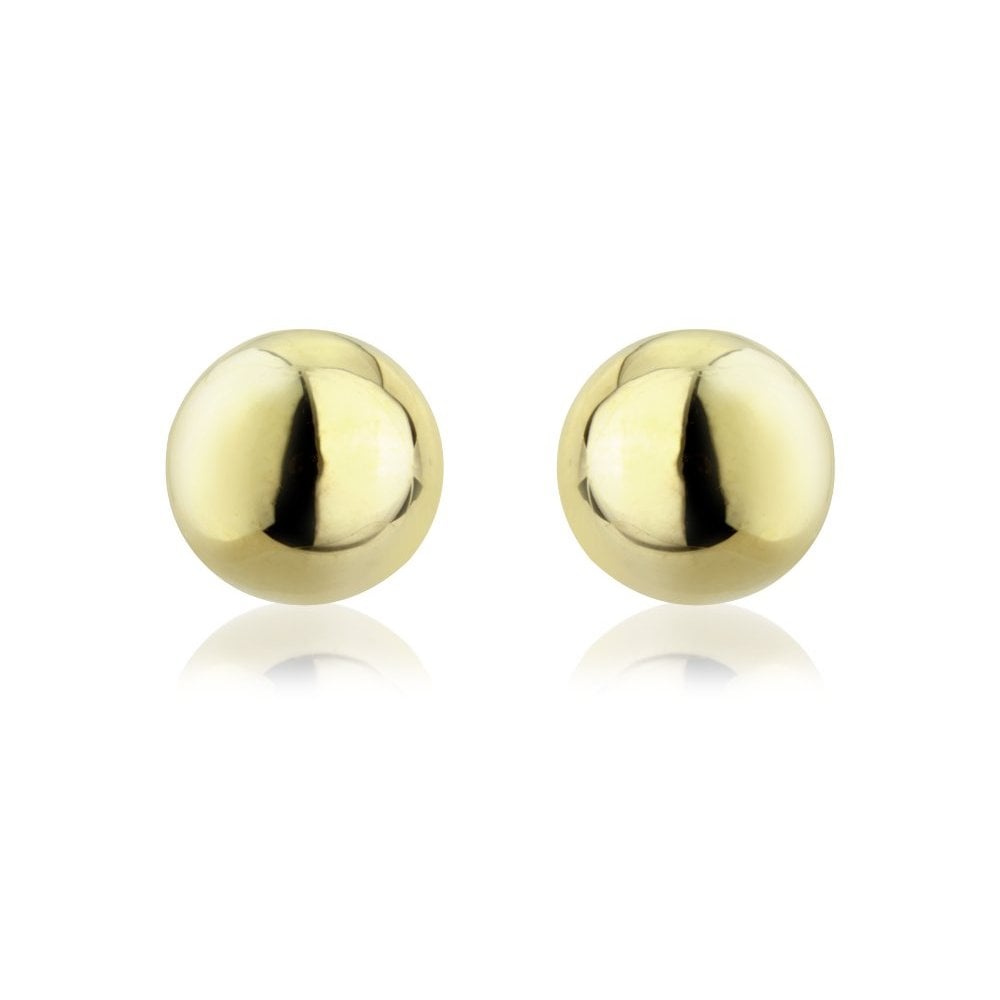9ct Yellow Gold Large Ball Stud Earrings - 10mm x 10mm - 0.9g