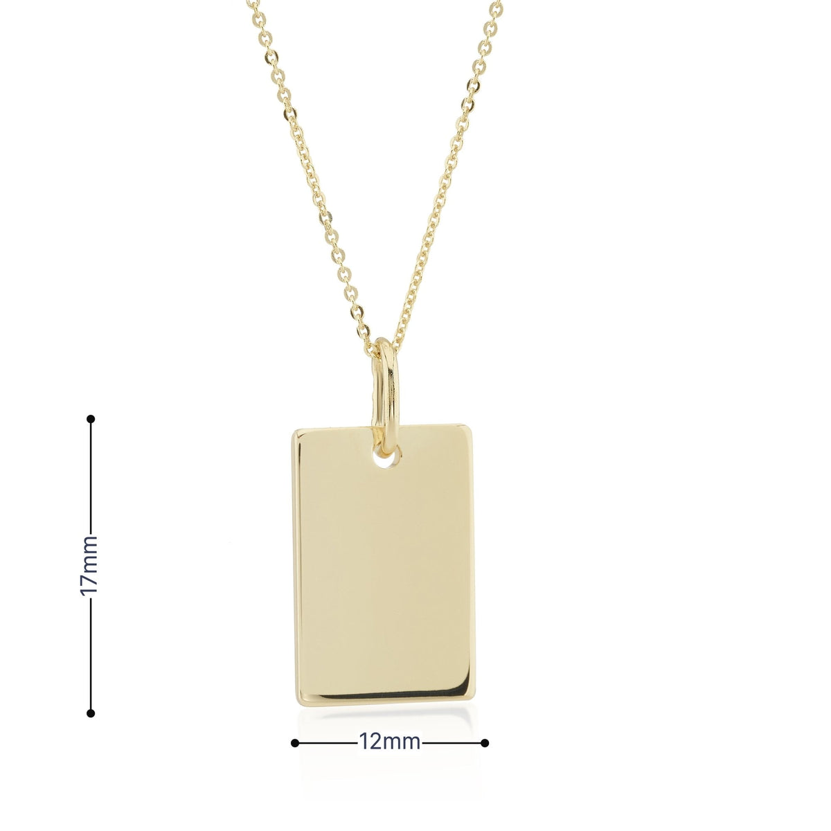 9ct Yellow Gold Small Tag Pendant & Chain - 18" - 4.7g