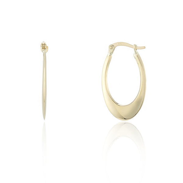 9ct Yellow Gold Graduated Oval Hoop Creole Earrings