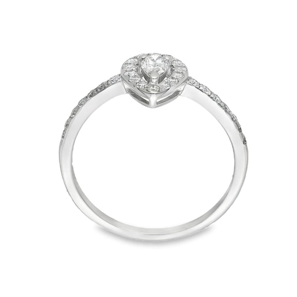18ct White Gold Pear Shape Diamond Ring - Size O - 0.53ct