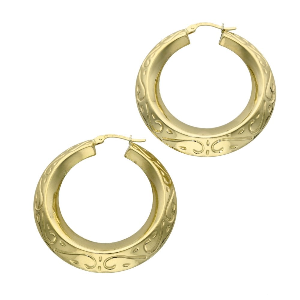 9ct Yellow Gold Large Creole Earrings
