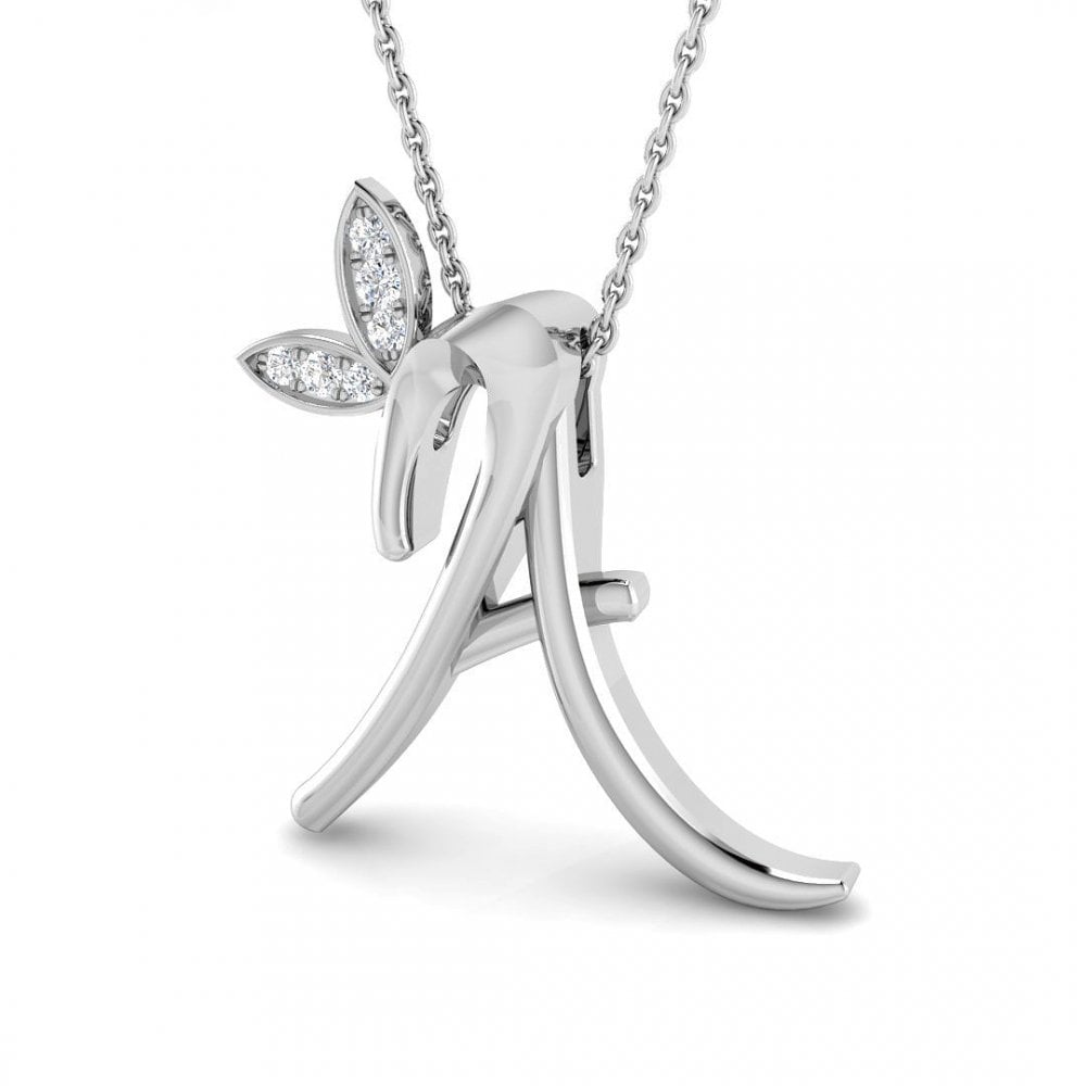9ct Gold Diamond Butterfly Initial & Chain