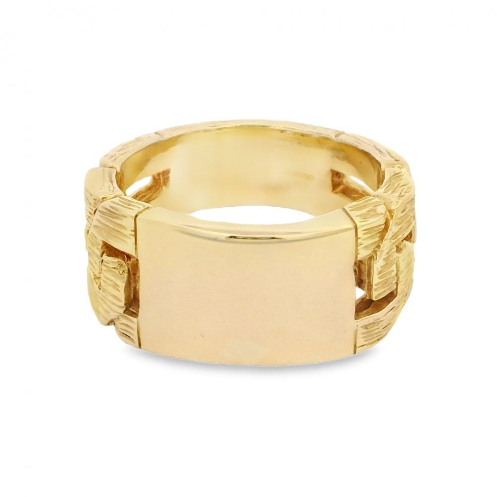 9ct Yellow Gold Curb Style Identity Bar Ring - Size Z+4 - 22.2g