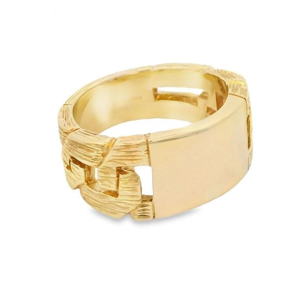 9ct Yellow Gold Curb Style Identity Bar Ring - Size Z+4 - 22.2g