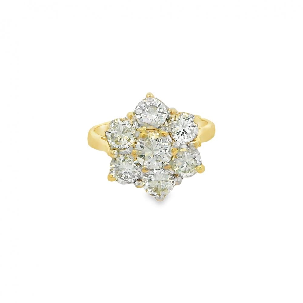 18ct Yellow Gold Diamond Cluster Ring - Size J½ - 2.00ct