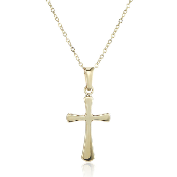 9ct Yellow Gold Hollow Cross Necklace - 16/18" - 1.2g