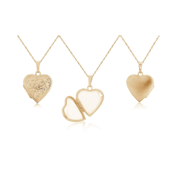 9ct Yellow Gold Engraved Locket & Chain - 16/18"