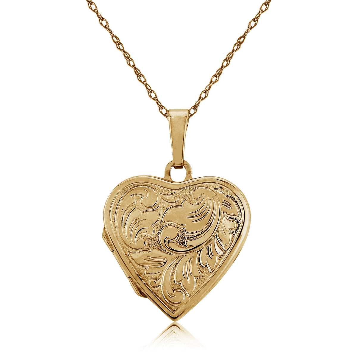 9ct Yellow Gold Engraved Locket & Chain - 16/18"