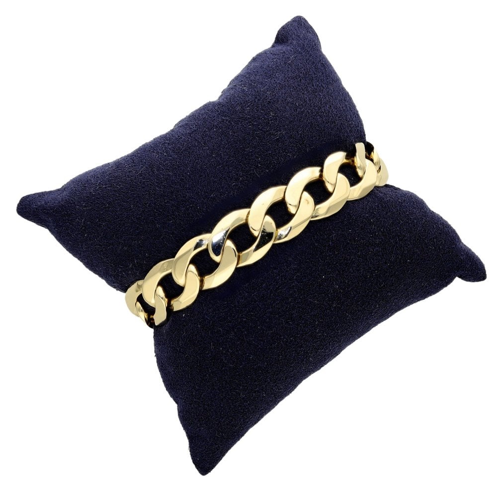 Gents 9ct Yellow Gold Heavy Curb Bracelet - 8" - 45.5g