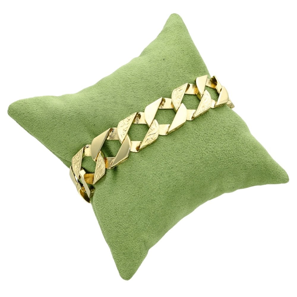 Gents 9ct Yellow Gold Curb Bracelet - 8.5" - 39.6g