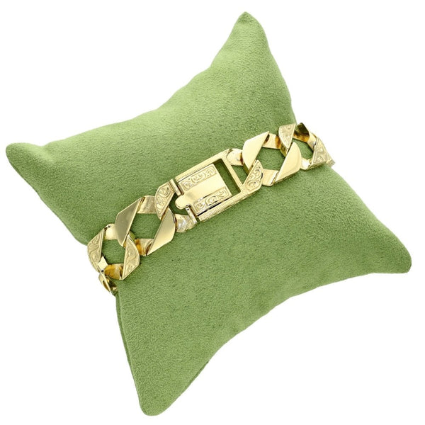 Gents 9ct Yellow Gold Curb Bracelet - 8.5" - 39.6g