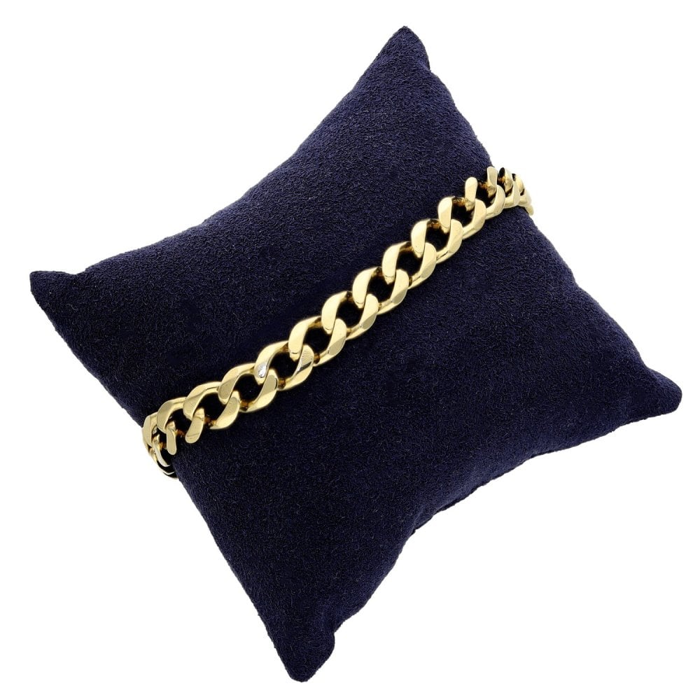 Gents 9ct Yellow Gold Curb Bracelet - 9.5" - 26.5g