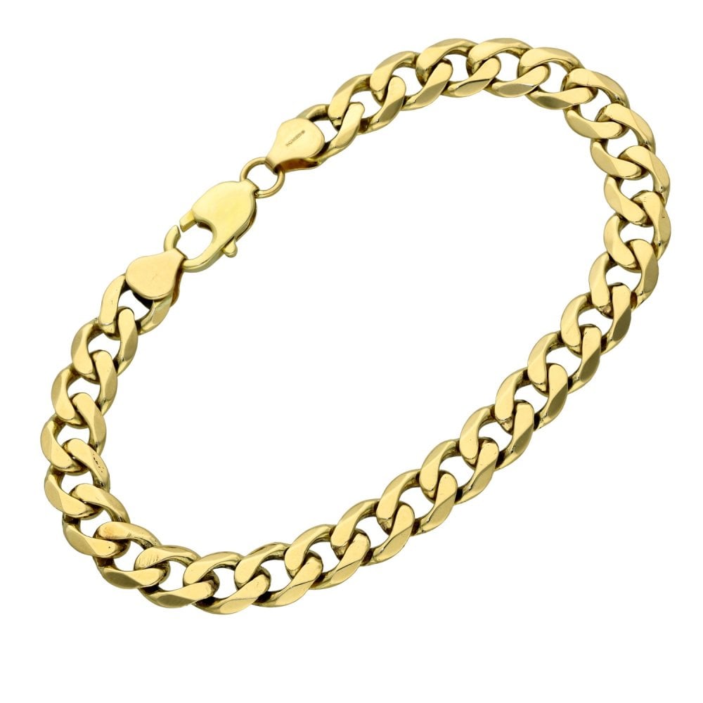 Gents 9ct Yellow Gold Curb Bracelet - 8.5" - 21.4g