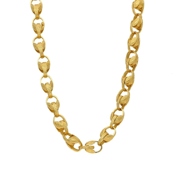 9ct Yellow Gold Patterned Fancy Link Chain - 22" - 39.80