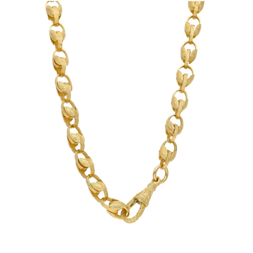 9ct Yellow Gold Patterned Fancy Link Chain - 22" - 39.80