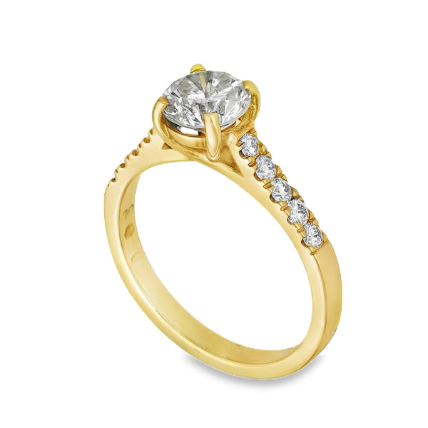 18ct Yellow Gold Diamond Engagement Ring - Size K½ - 1.23ct