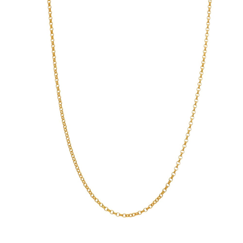 9ct Yellow Gold Round Link Belcher Chain - 16/18" - 2.0g