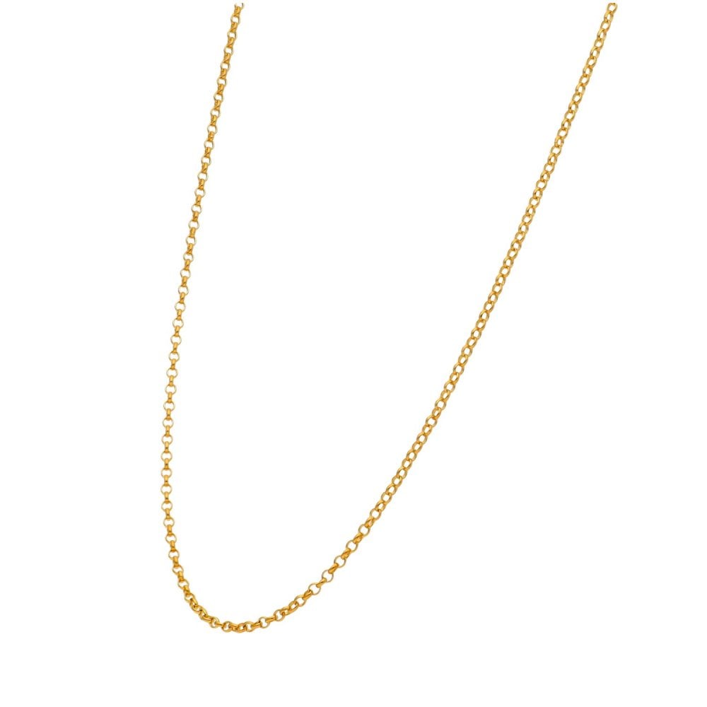 9ct Yellow Gold Round Link Belcher Chain - 16/18" - 2.0g