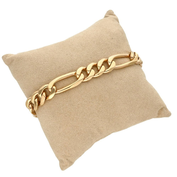 Gents 9ct Yellow Gold Figaro Bracelet - 9" - 44.4g