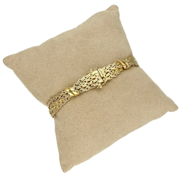 9ct Yellow Gold Ladies Fancy Link Bracelet - 8" - 24.4g