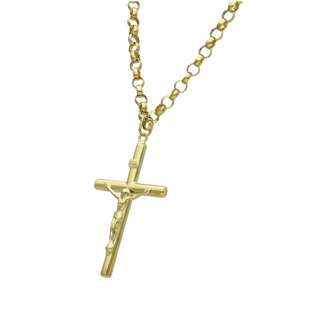 Gents 9ct Yellow Gold Crucifix & Chain - 28" - 20.9g